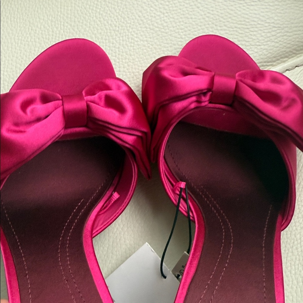 Zara Fuchsia Satin Bow Heels‎ - Picture 11 of 12